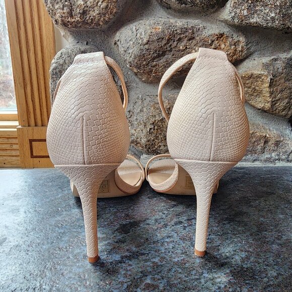 Aldo Nude Snakeskin Print Leather High Heels Size 6.5 - Picture 12 of 14